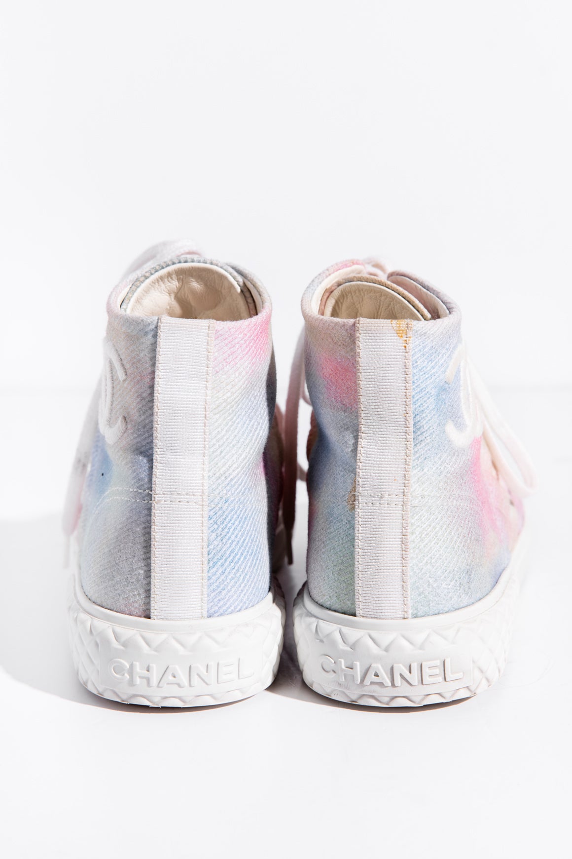 CHANEL Rainbow Quilted High Top Sneakers (Sz. 37.5)