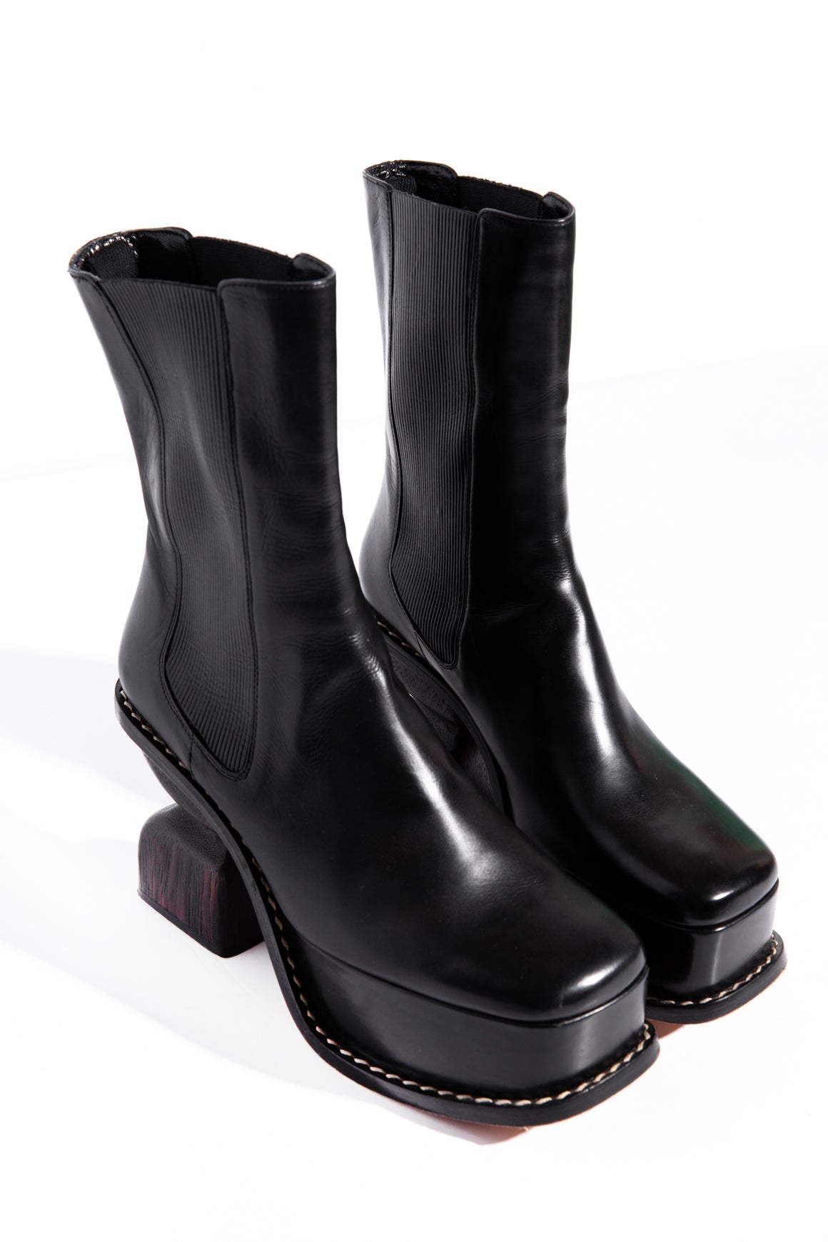 LOEWE Black Leather "Platform 100" Boots (Sz. 39)