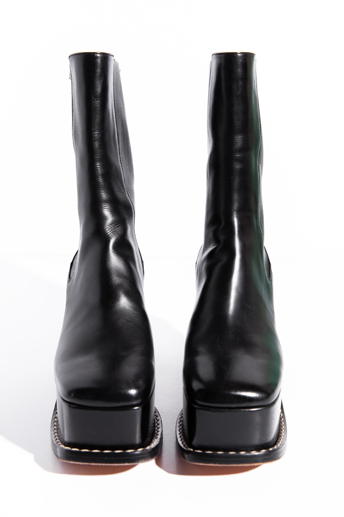 LOEWE Black Leather "Platform 100" Boots (Sz. 39)