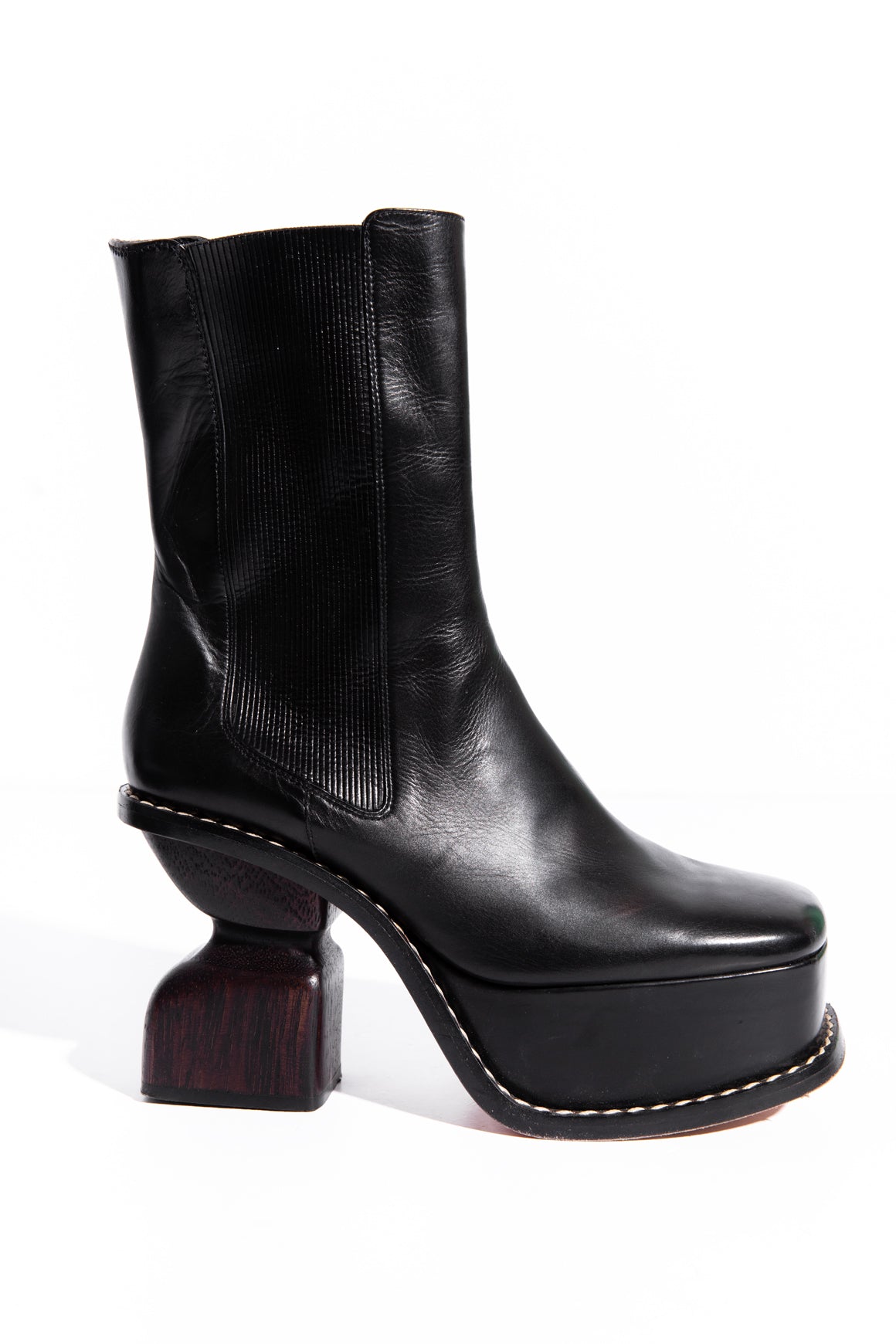 LOEWE Black Leather "Platform 100" Boots (Sz. 39)