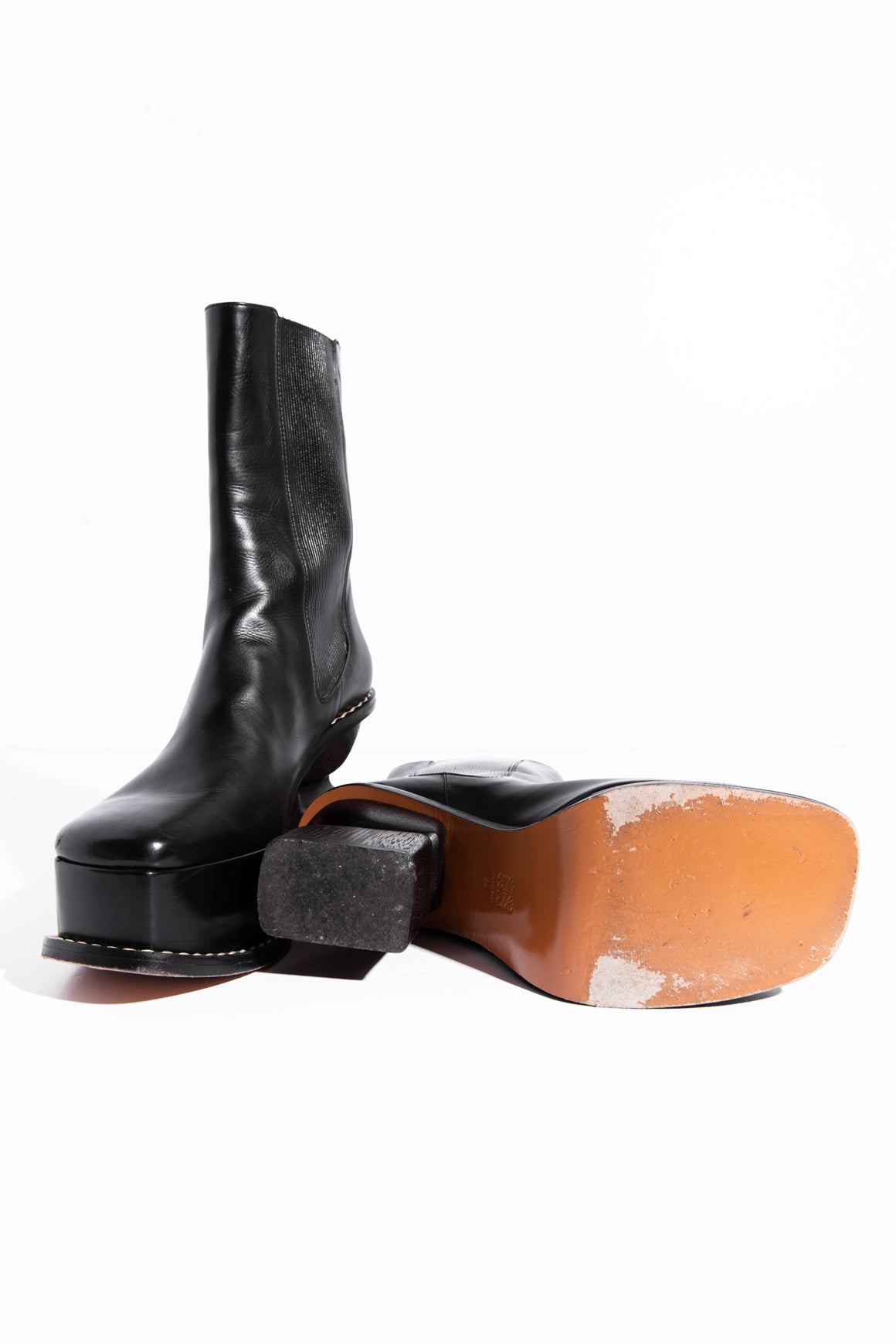 LOEWE Black Leather "Platform 100" Boots (Sz. 39)