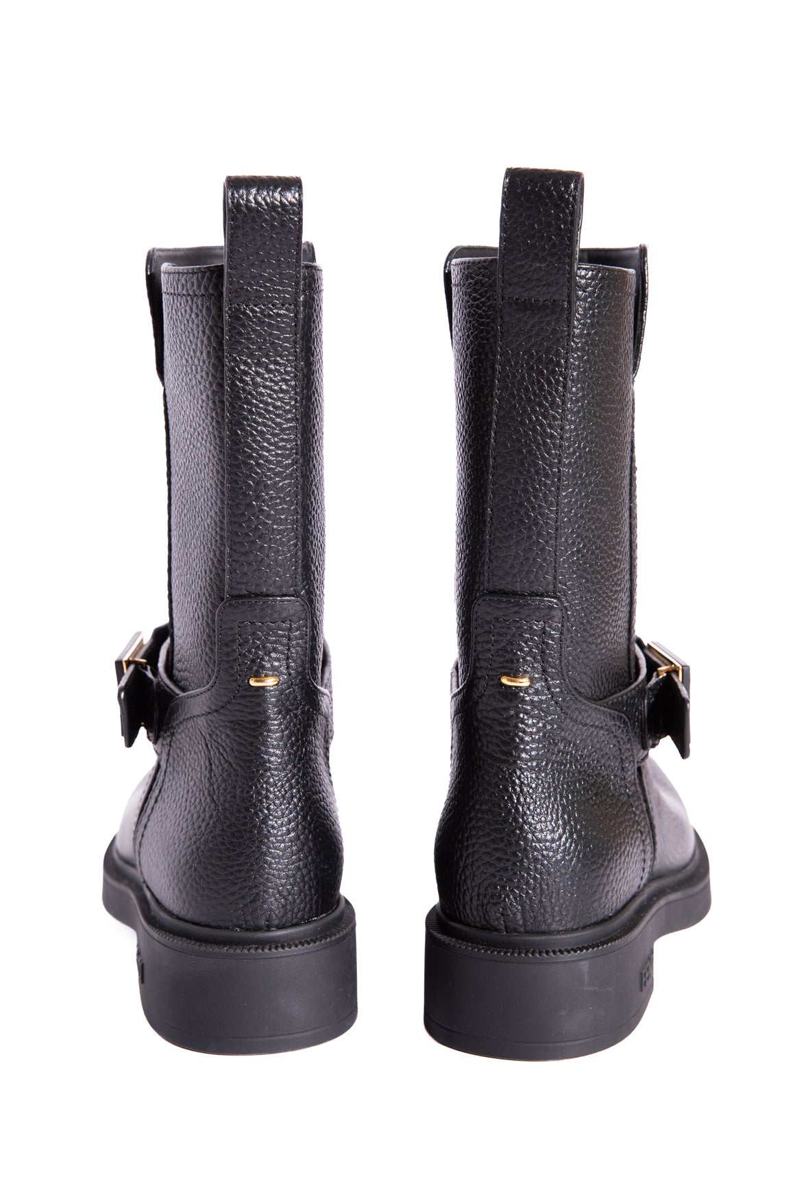 FENDI Black Leather Biker Boots W/ Baguette Buckle (Sz. 36)