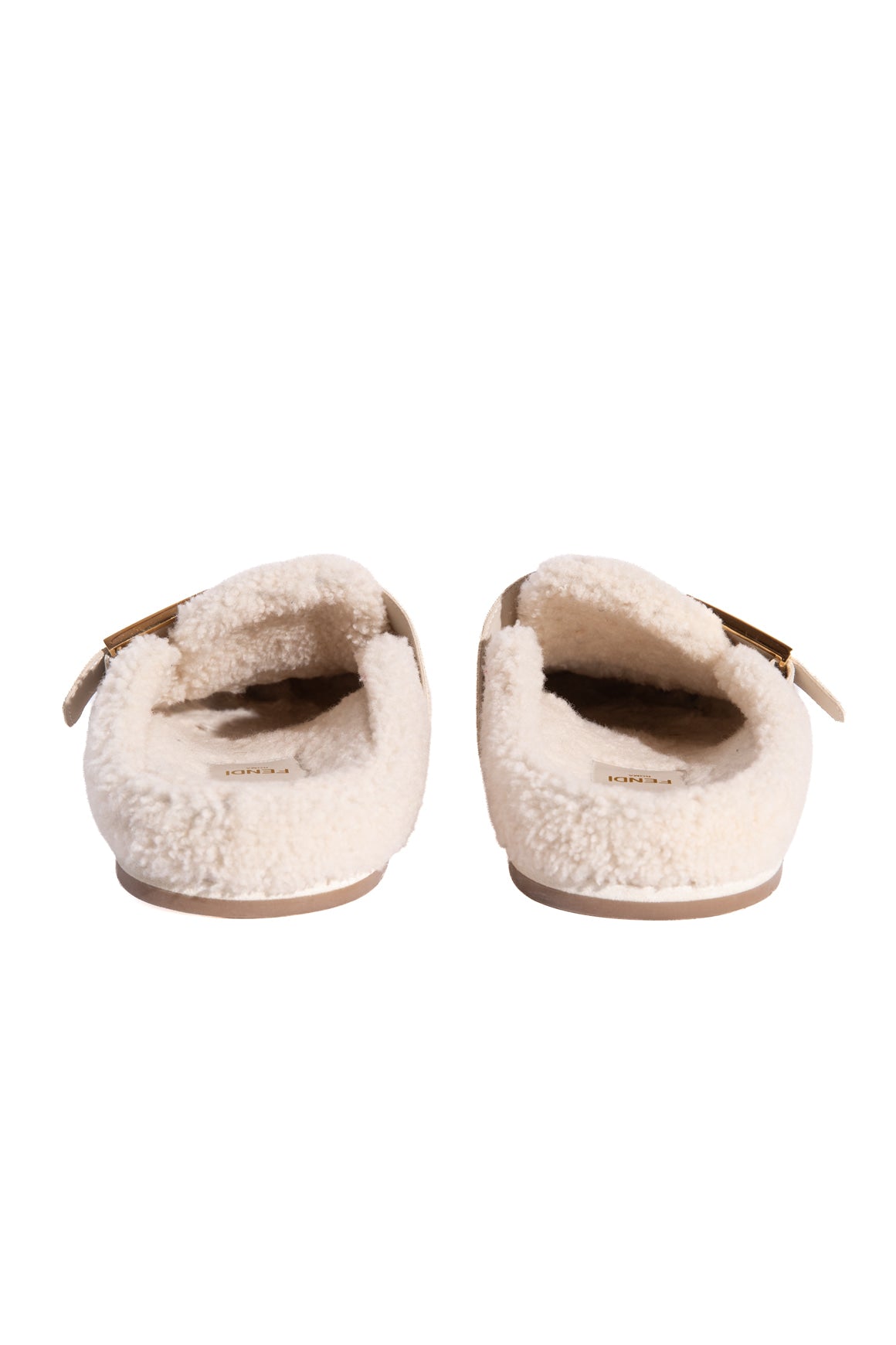 FENDI Cream "Feel" Shearling Mules (Sz. 39)