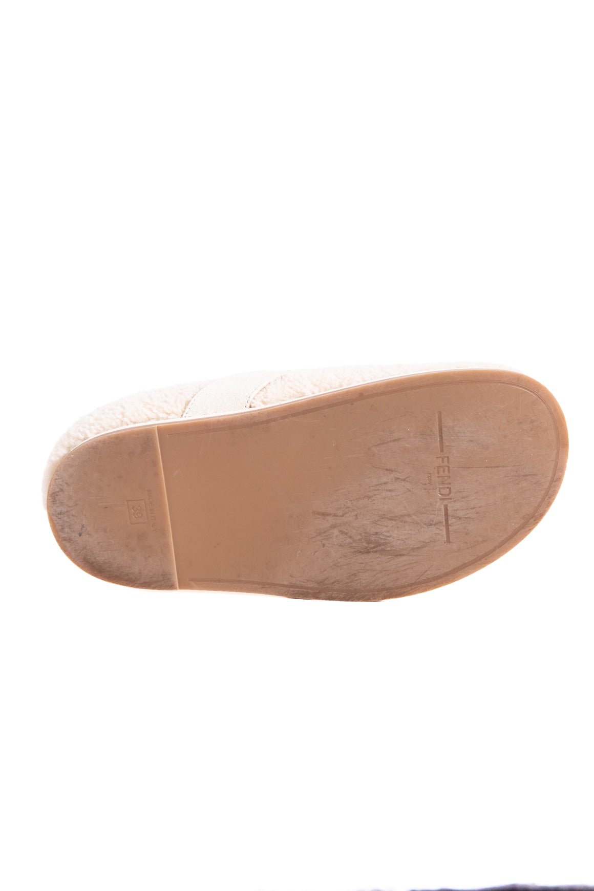 FENDI Cream "Feel" Shearling Mules (Sz. 39)