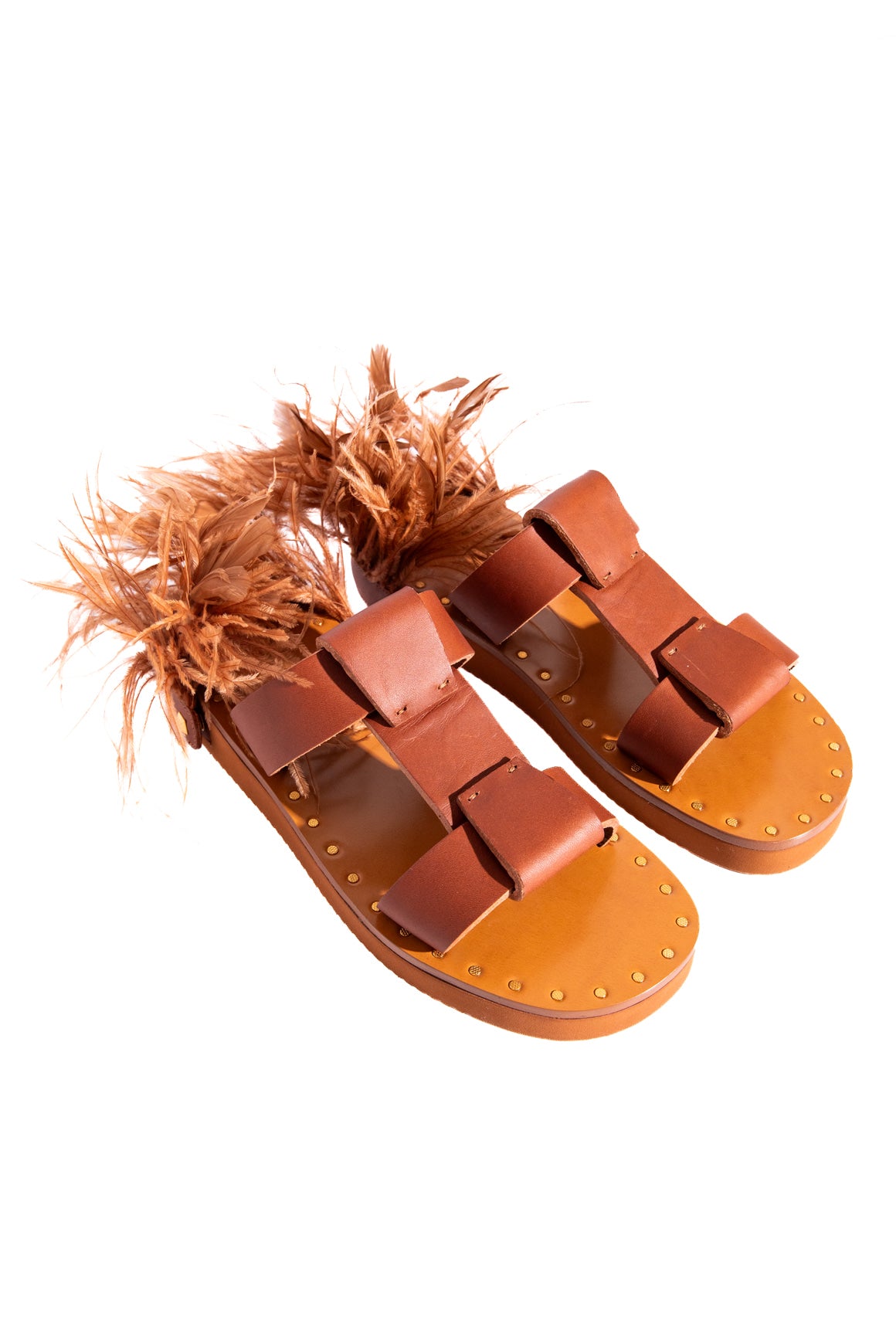 VALENTINO GARAVANI Brwn Leather Slide Sandals (Sz. 37.5)