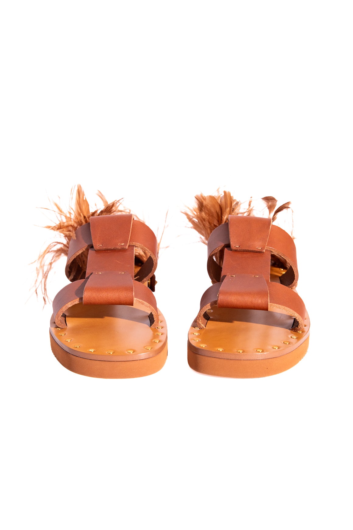 VALENTINO GARAVANI Brwn Leather Slide Sandals (Sz. 37.5)