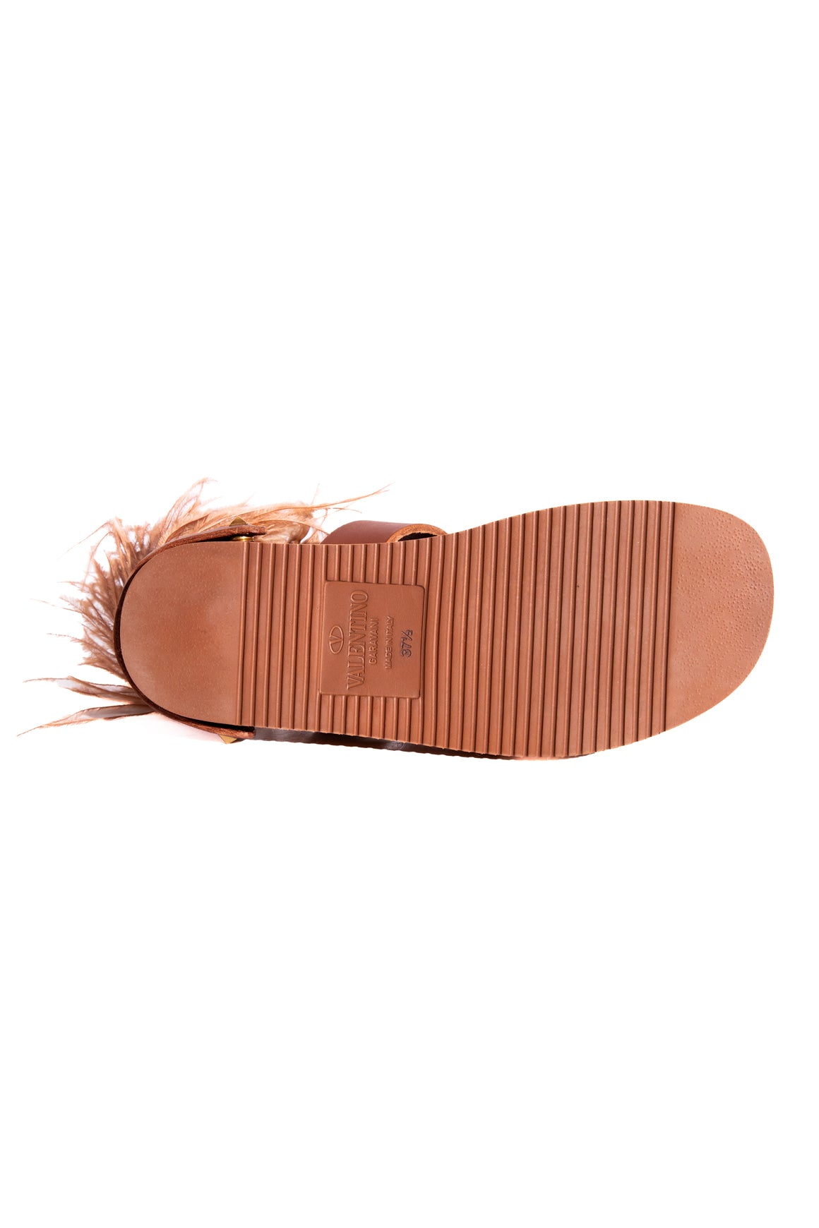 VALENTINO GARAVANI Brwn Leather Slide Sandals (Sz. 37.5)