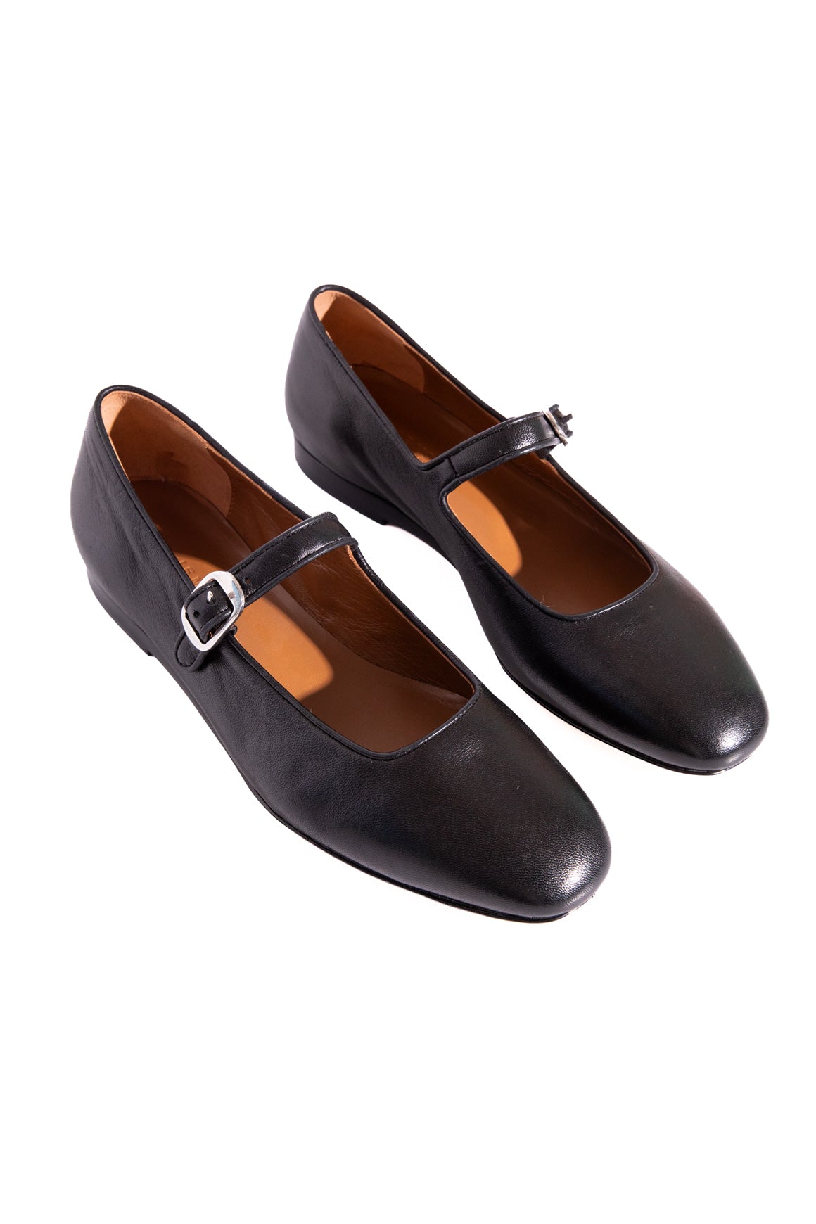 LE MONDE BERYL Black Leather Mary Jane Flats (Sz. 38)