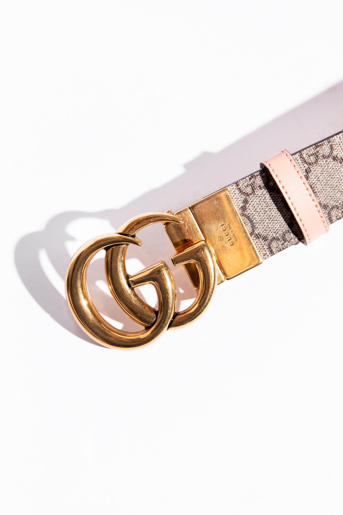 GUCCI Brown 
Pink GG Marmont Reversible Belt