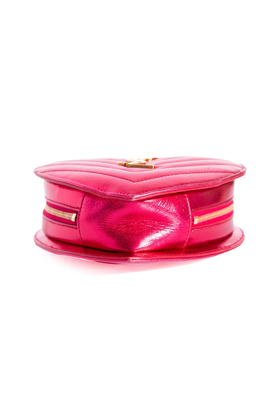 SAINT LAURENT Magenta Metallic Quilted Heart Bag