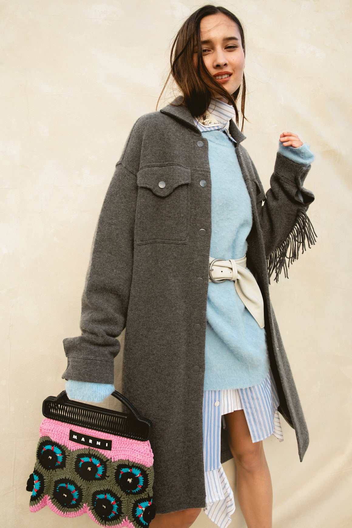 ROHE Light Blue Fuzzy Oversized Sweater (Sz. L)