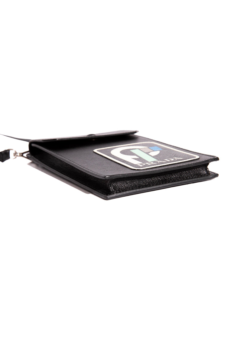 PRADA Black Saffiano Patch Crossbody Phone Case