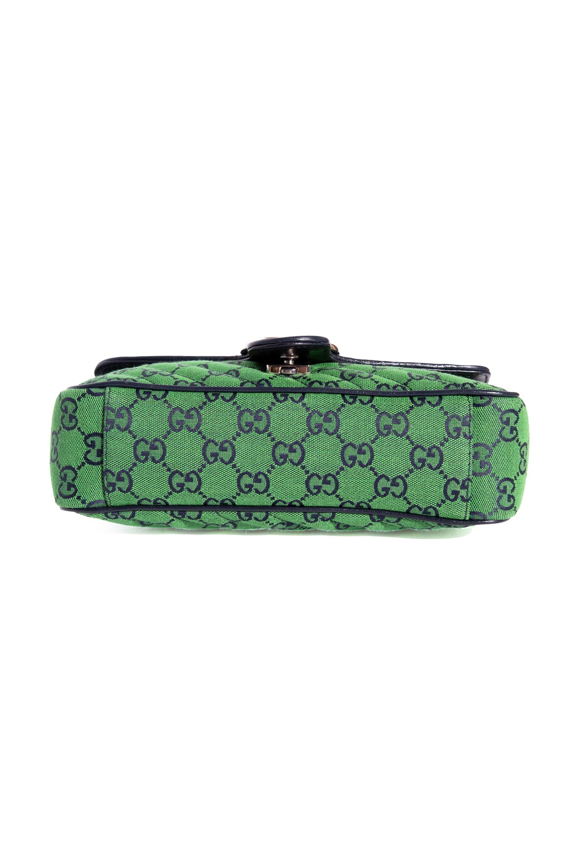 GUCCI Green & Navy Canvas Matelasse Diagonal GG Marmont Bag