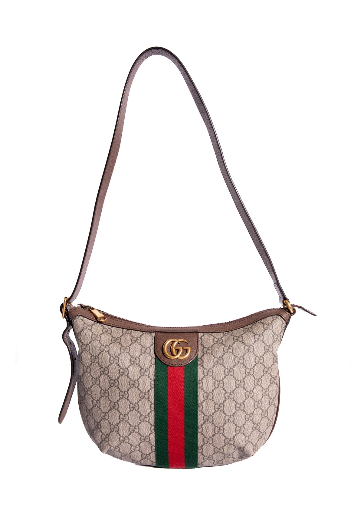 GUCCI Brown Ophidia Crescent Shoulder Bag