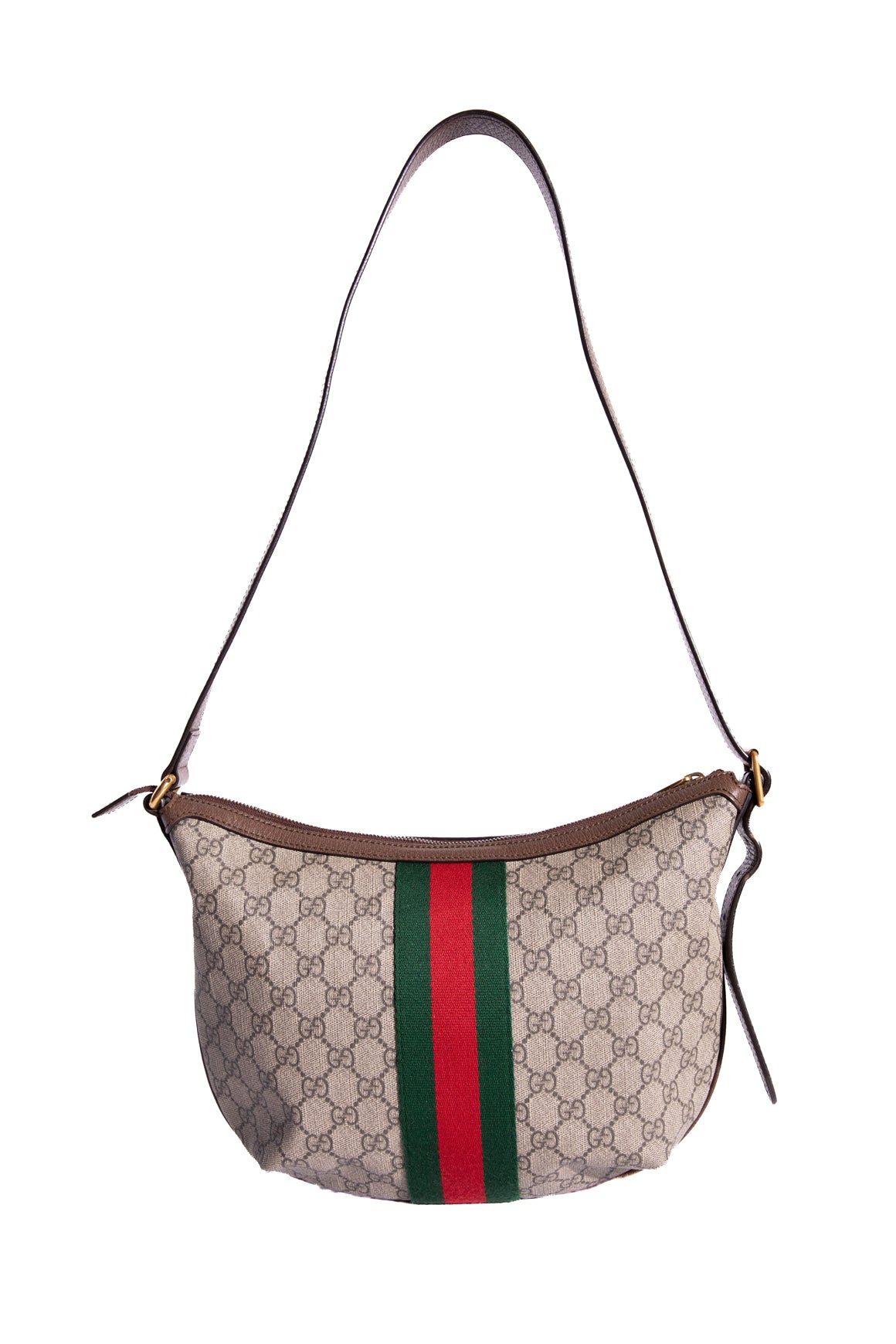 GUCCI Brown Ophidia Crescent Shoulder Bag