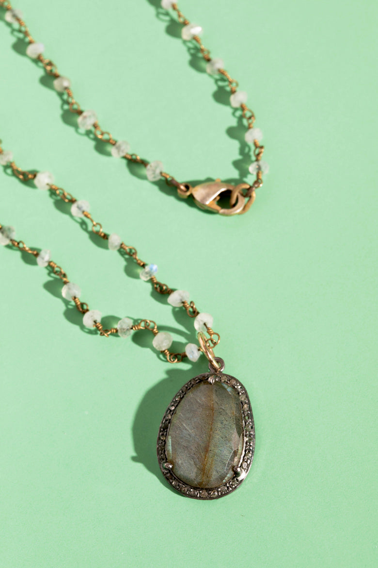 CALYPSO ST BARTH Silver & Pyrite Pendant Necklace W/ Pave Diamonds