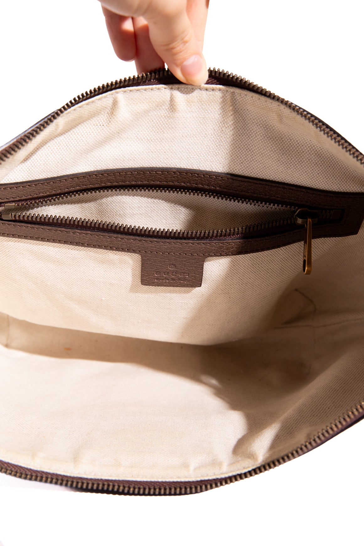 GUCCI Brown Ophidia Crescent Shoulder Bag