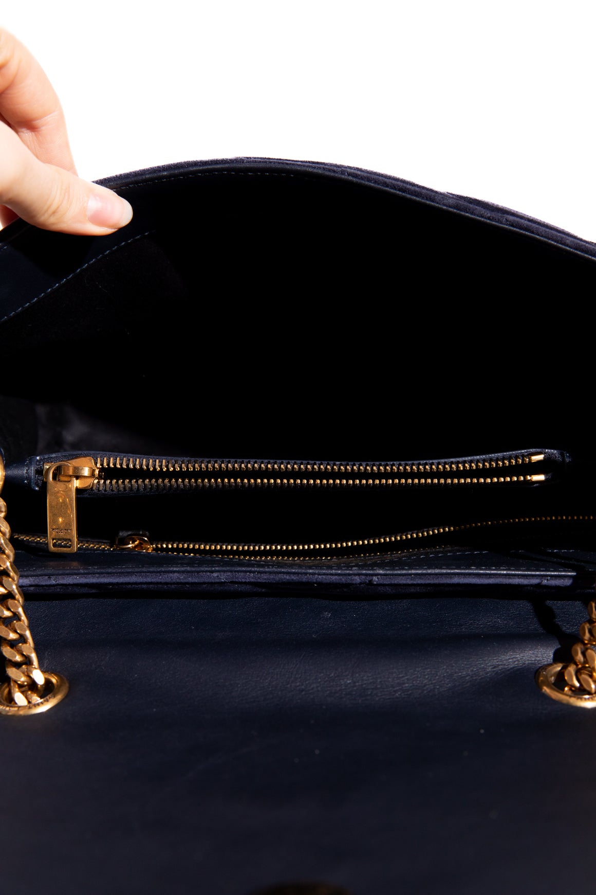 SAINT LAURENT Eggplant Suede Matelasse Large Lou Lou Bag