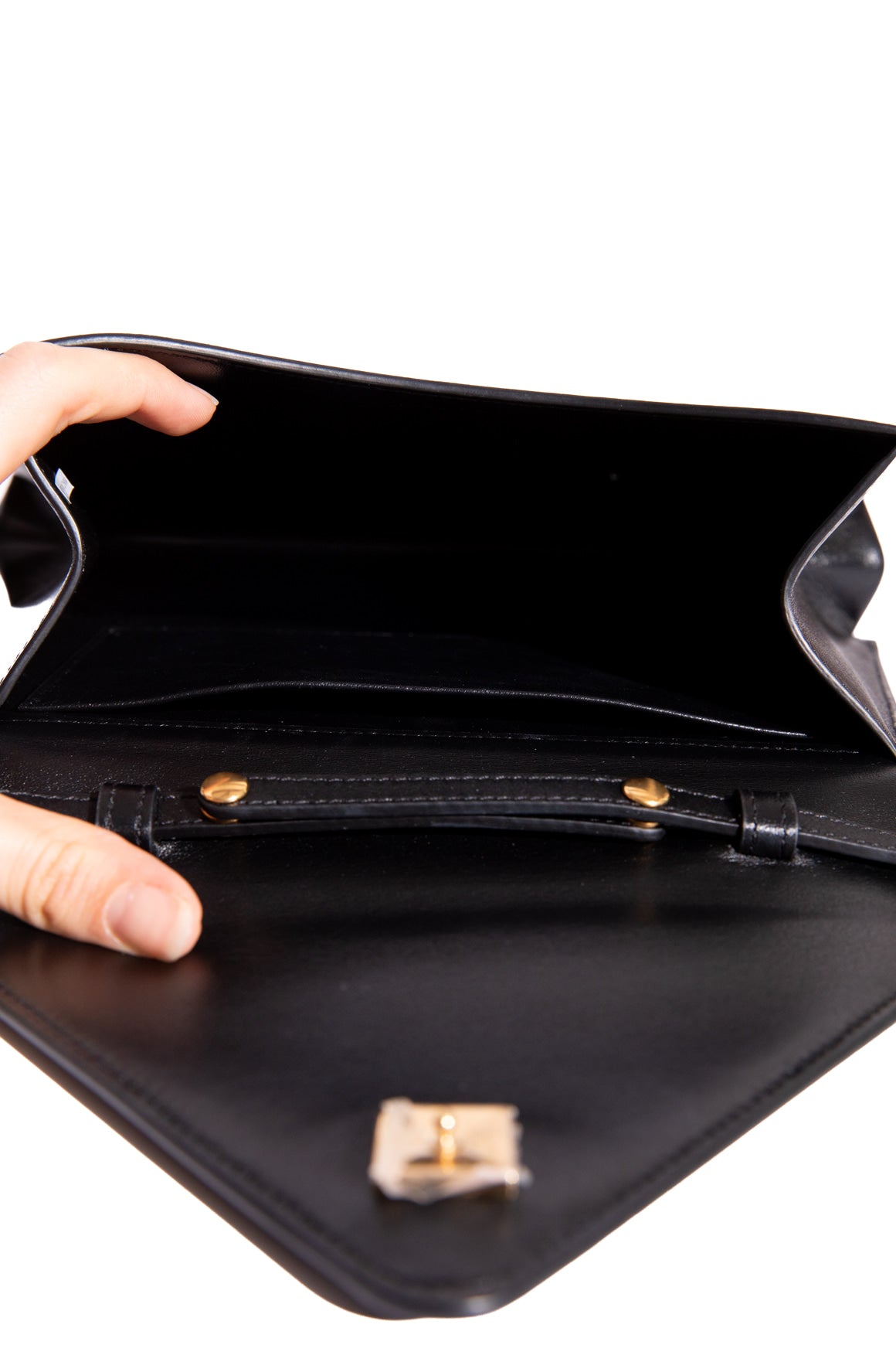 CELINE Black Leather "Edwidge" Shoulder Bag