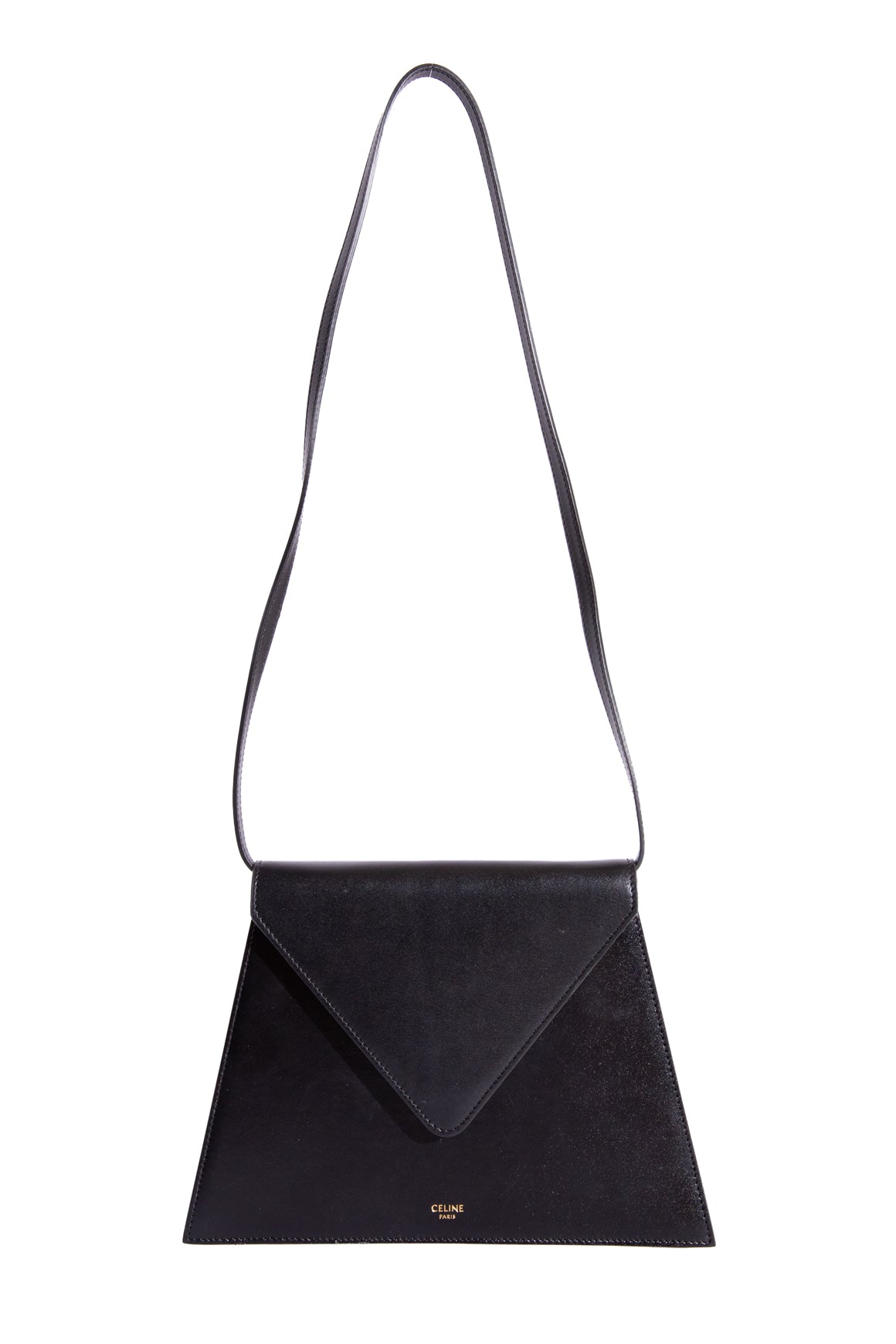 CELINE Black Leather "Edwidge" Shoulder Bag