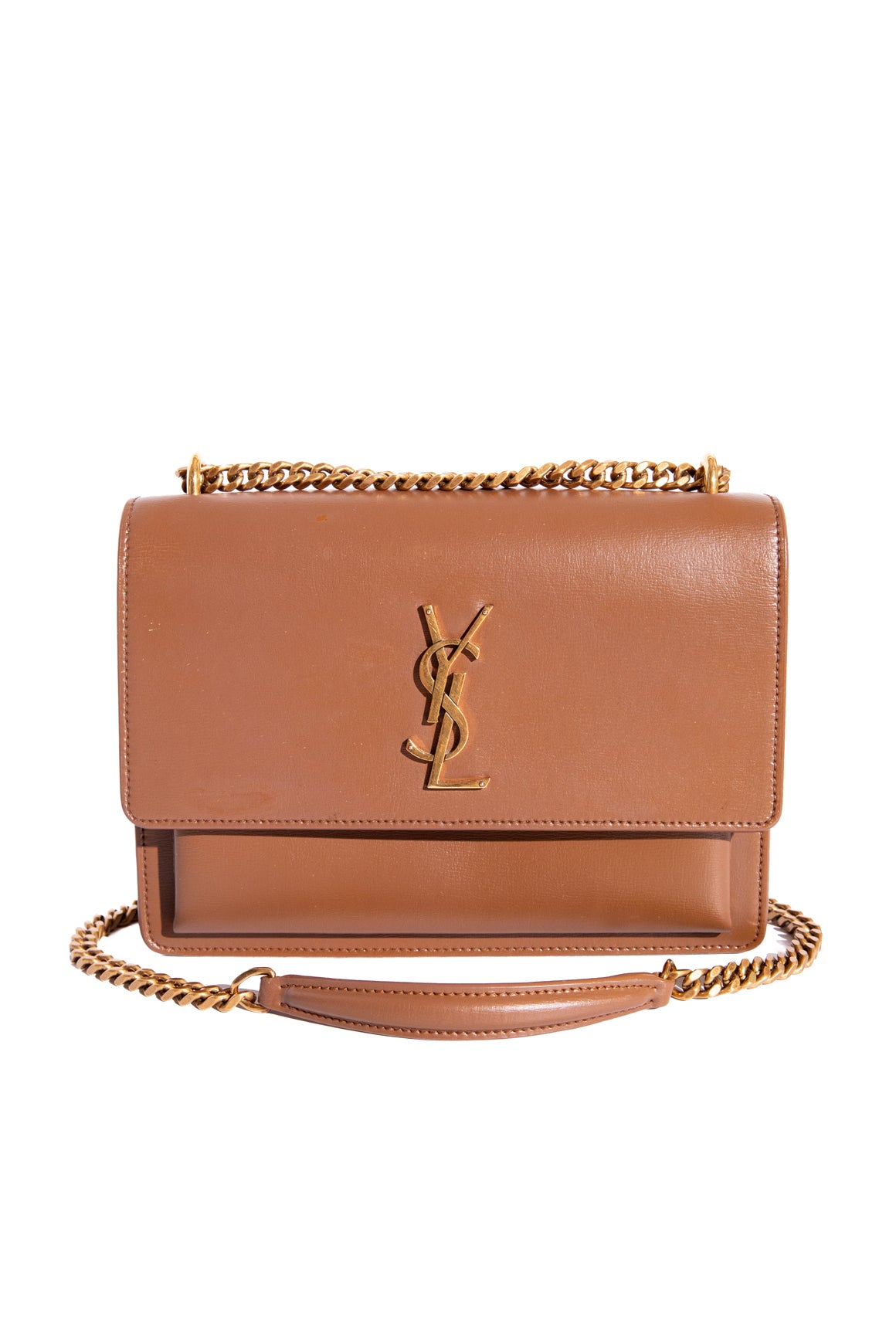 SAINT LAURENT Brown Leather "Sunset" Bag