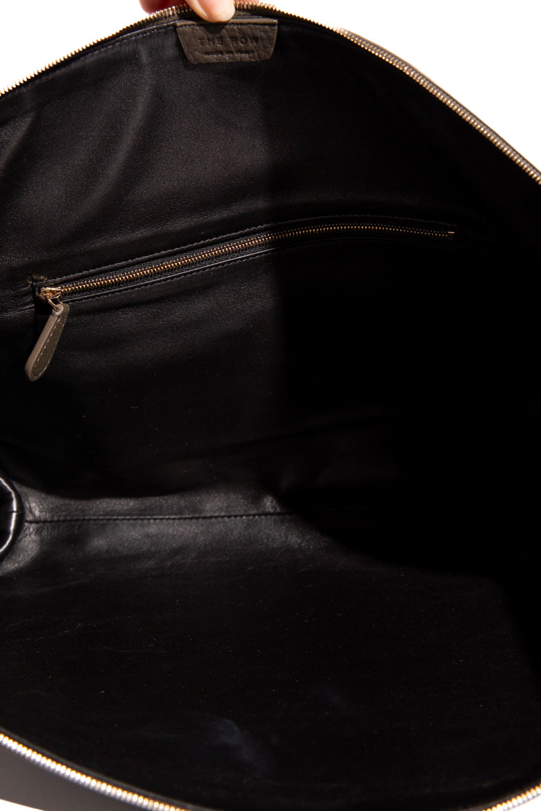 THE ROW Brown Pebbled Leather Dante XL Clutch