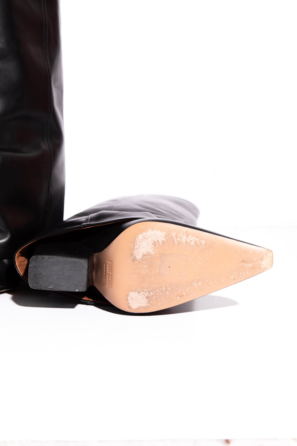 PARIS TEXAS Knee High Fold Over Leather Boots (Sz.39)