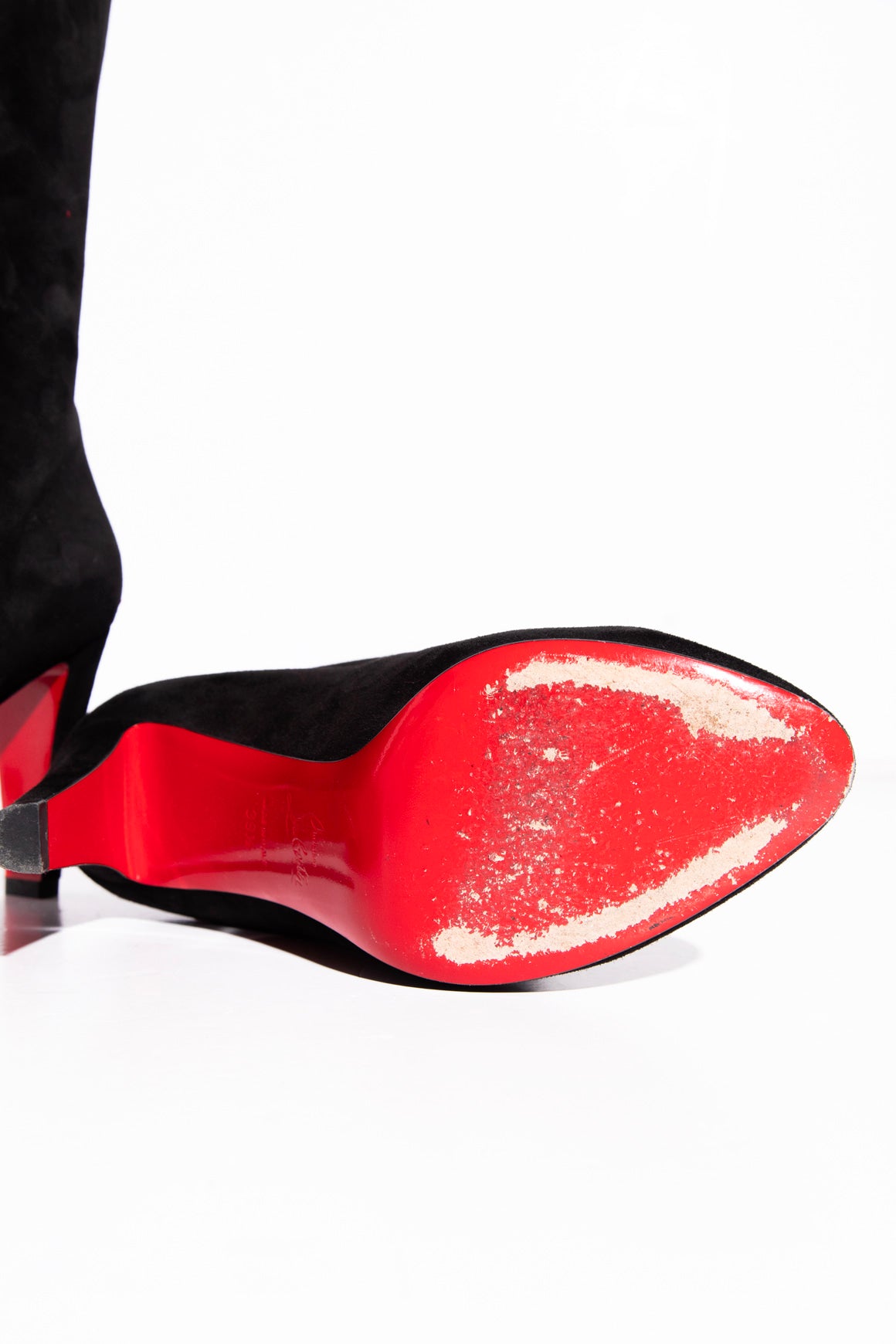 LOUBOUTIN Suede Knee High Heeled Boots (39.5)