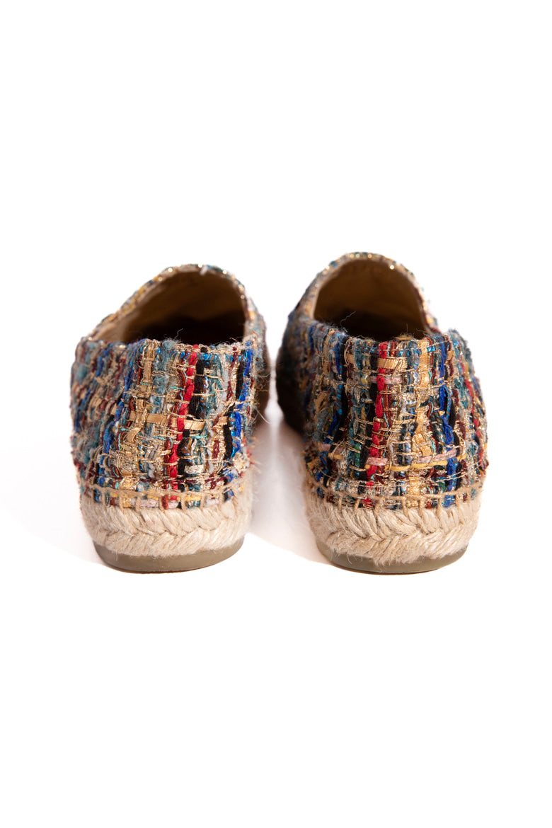 CHANEL Multicolor Tweed Espadrille Flats (Sz. 41)