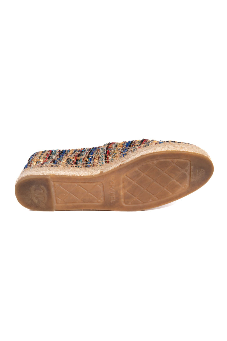 CHANEL Multicolor Tweed Espadrille Flats (Sz. 41)