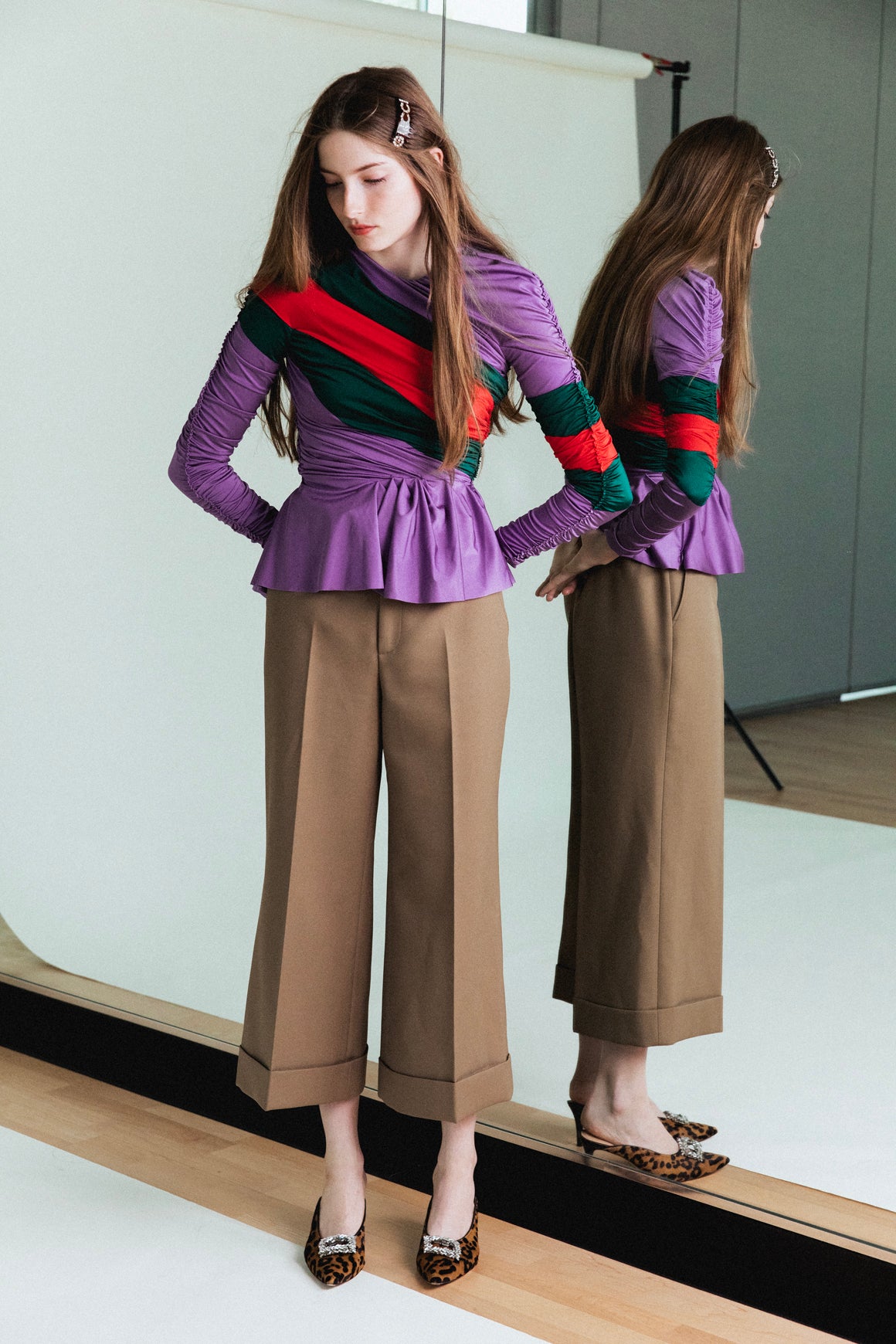 GUCCI Khaki Culotte Trousers (Sz. 6)