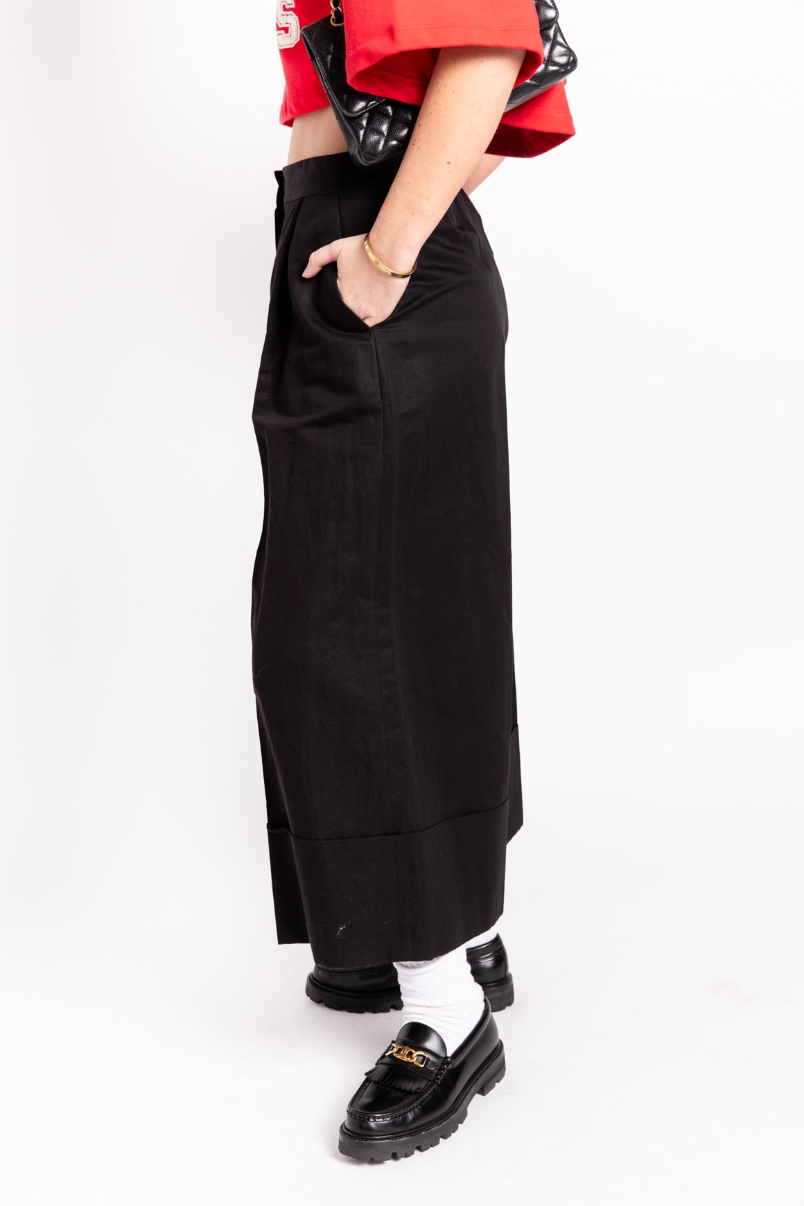 LOEWE Black Wide Leg Linen Trousers