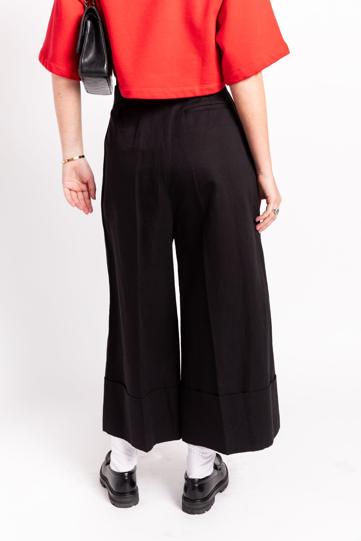 LOEWE Black Wide Leg Linen Trousers