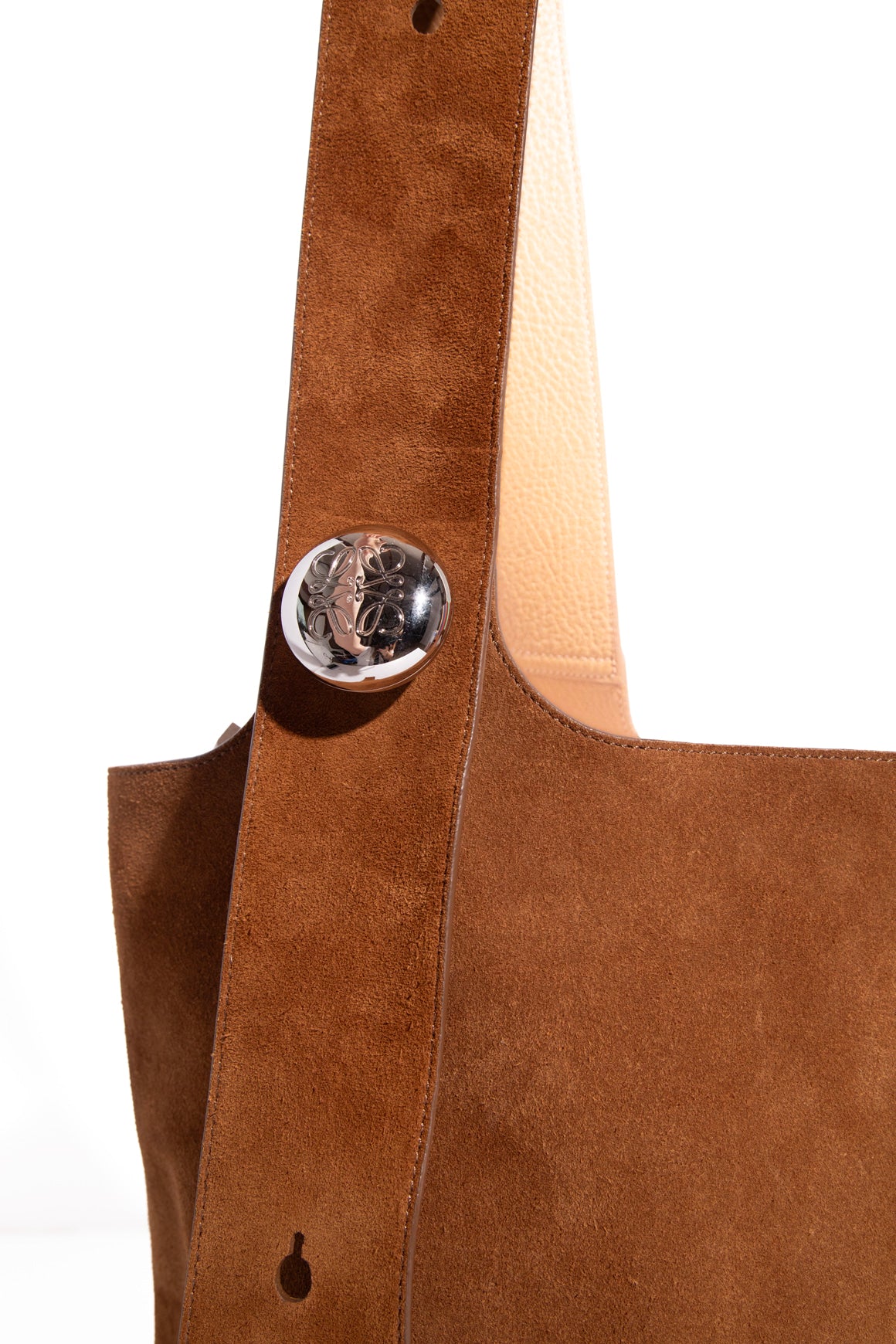 LOEWE Tobacco Suede Large Pebble Bucket Bag