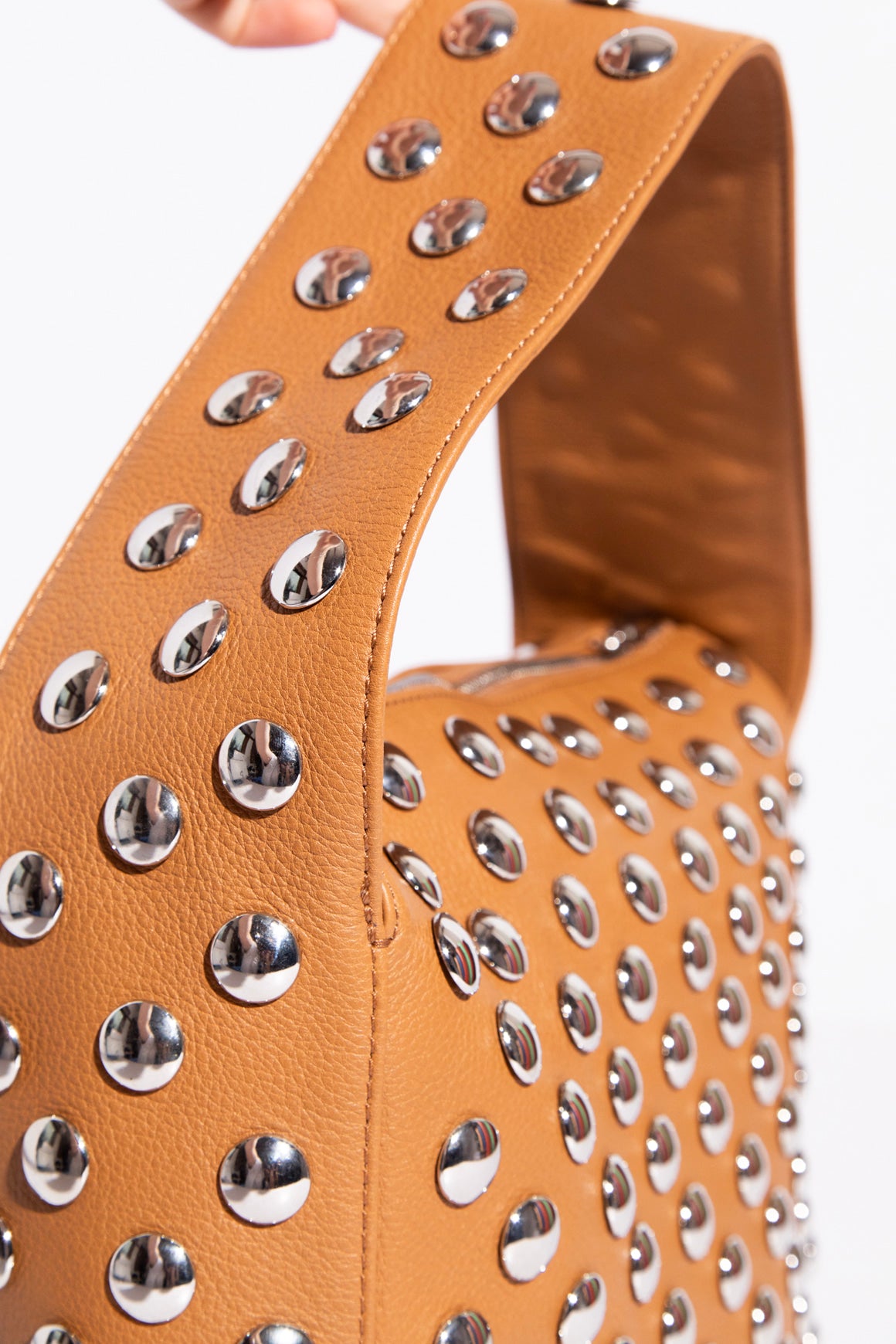 KHAITE Tan Leather Elena Stud Bag