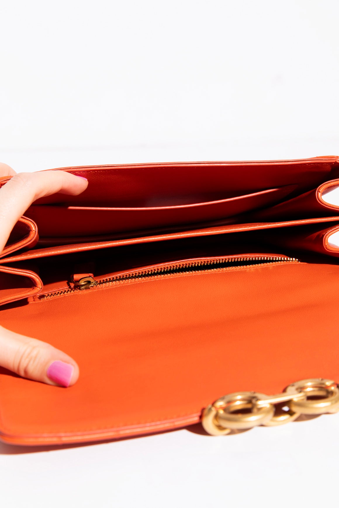SAINT LAURENT Orange Le Maillon Shoulder Bag