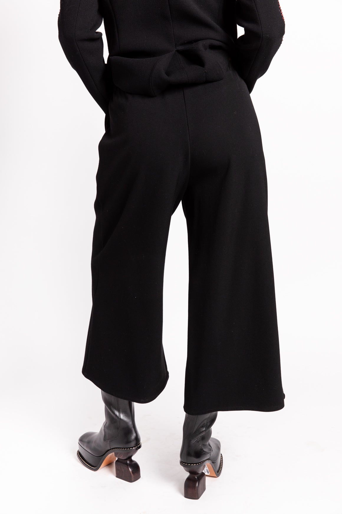 DUSAN Black Wool Palazzo Pants