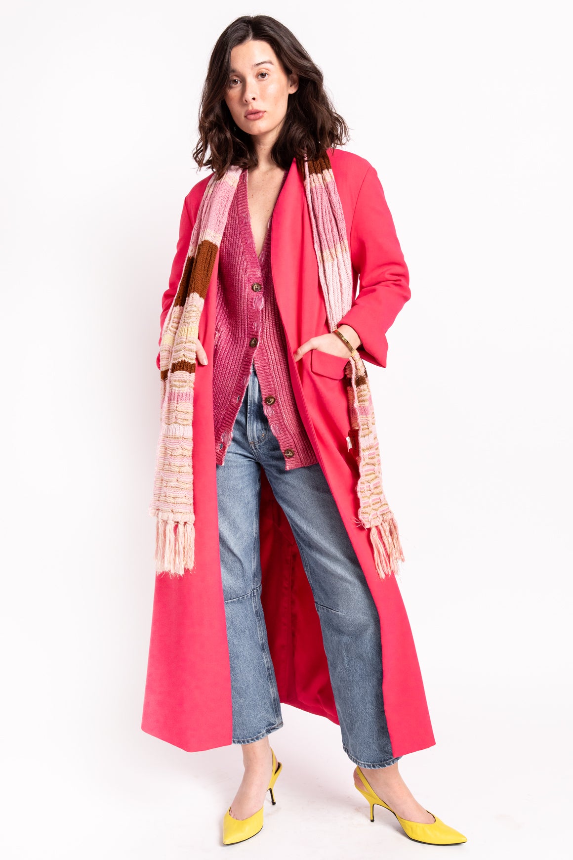 ALICE + OLIVIA Hot Pink Longline Coat