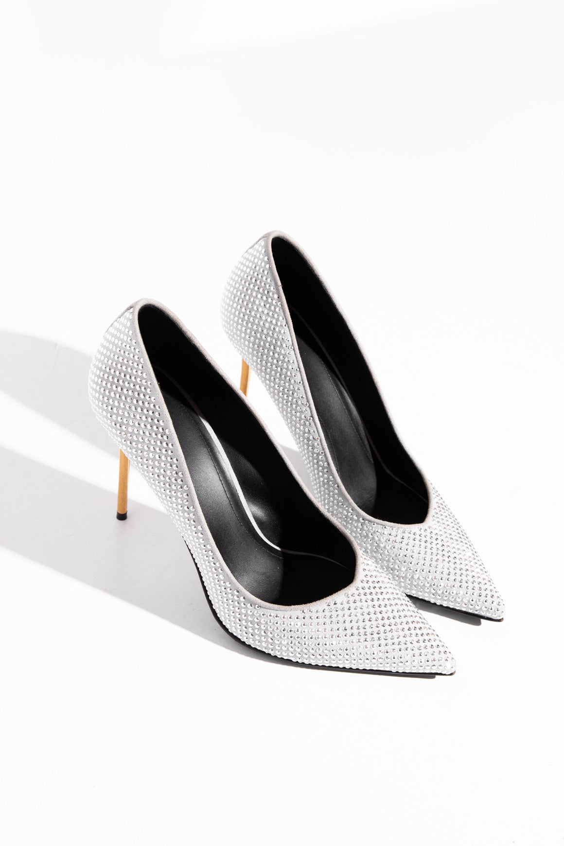 BALMAIN Silver Studded Gold Heel Pumps (Sz.39)