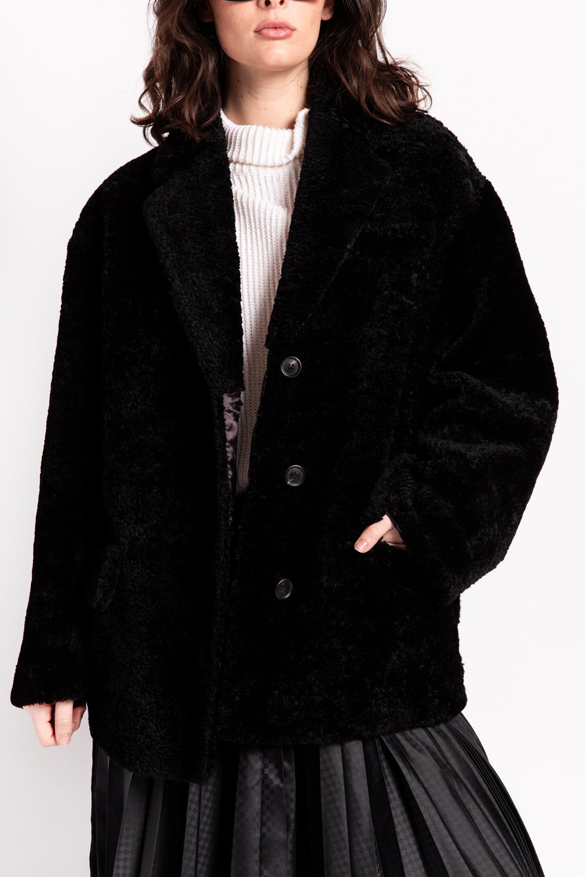 PRADA Black Shearling "Caban" Jacket