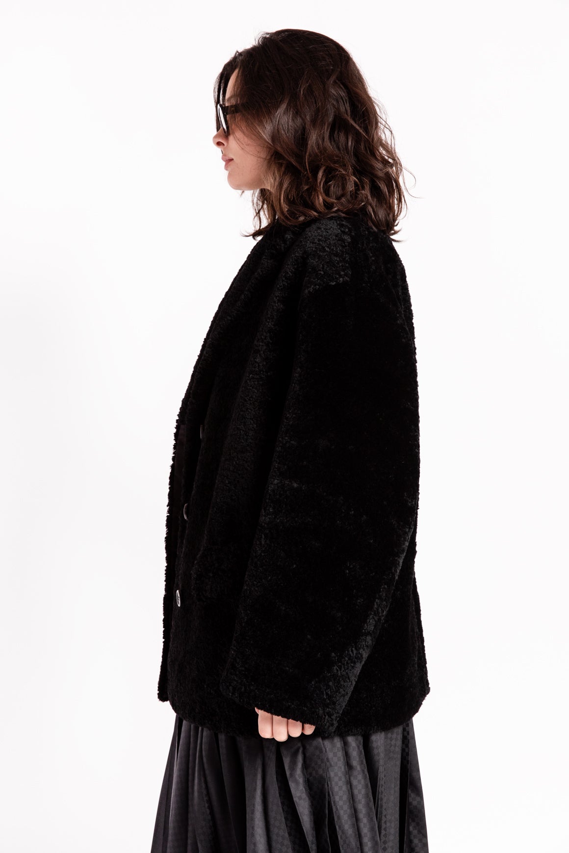 PRADA Black Shearling "Caban" Jacket