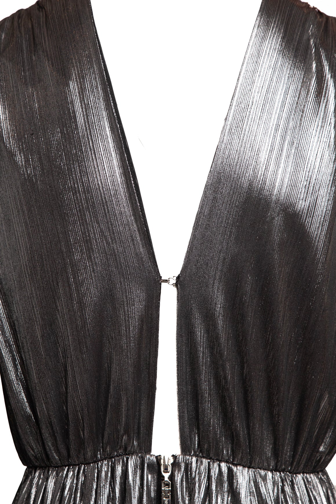 BRONX & BANCO Metallic Side Split Long Sleeve Maxi Dress (Sz.XS