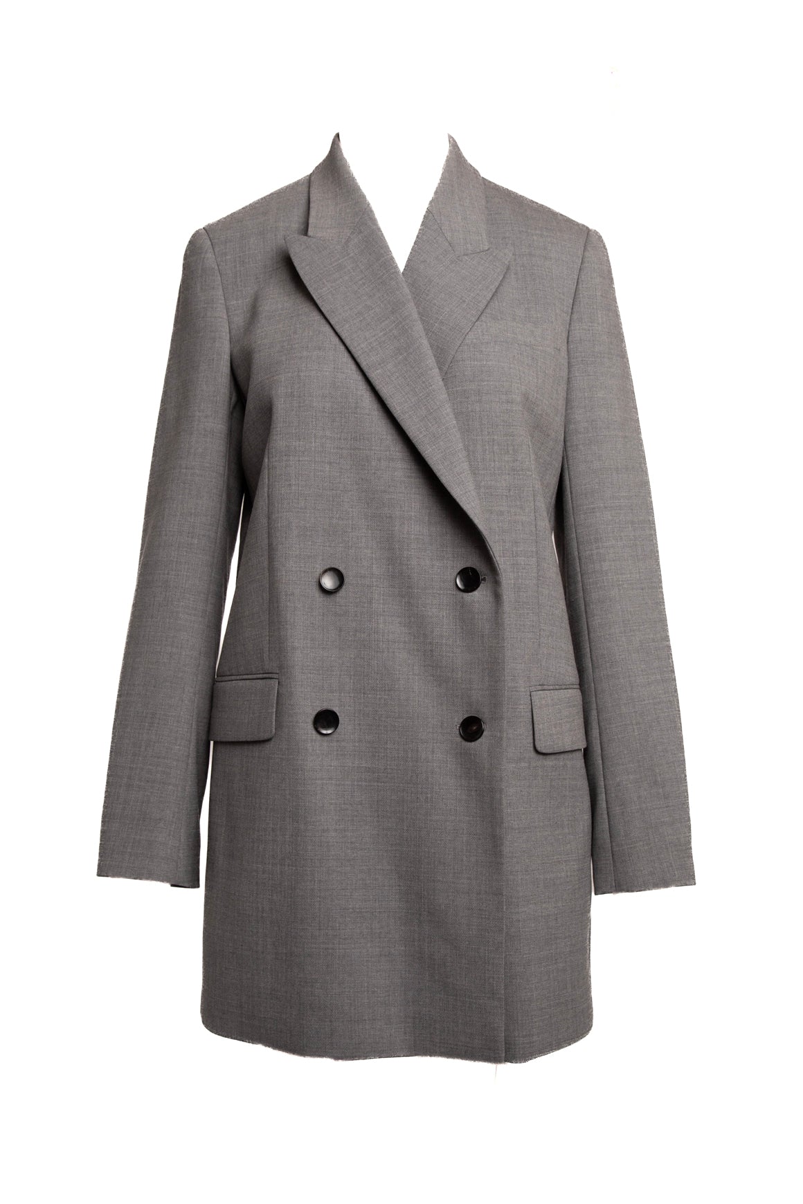 PARTOW Grey Double Breasted Longline Blazer (Sz.10)