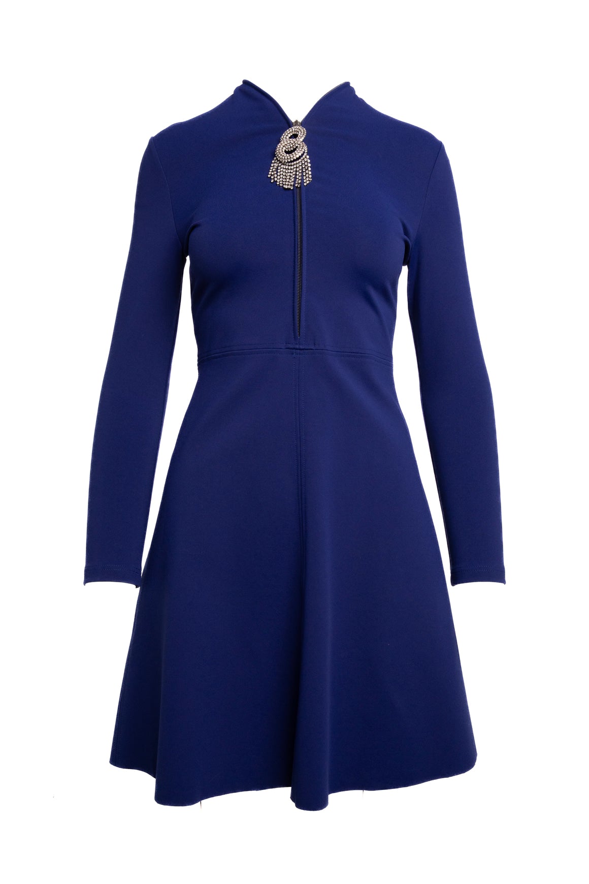 BALENCIAGA Blue Crystal Zipper Mini Dress (Sz.38/6)