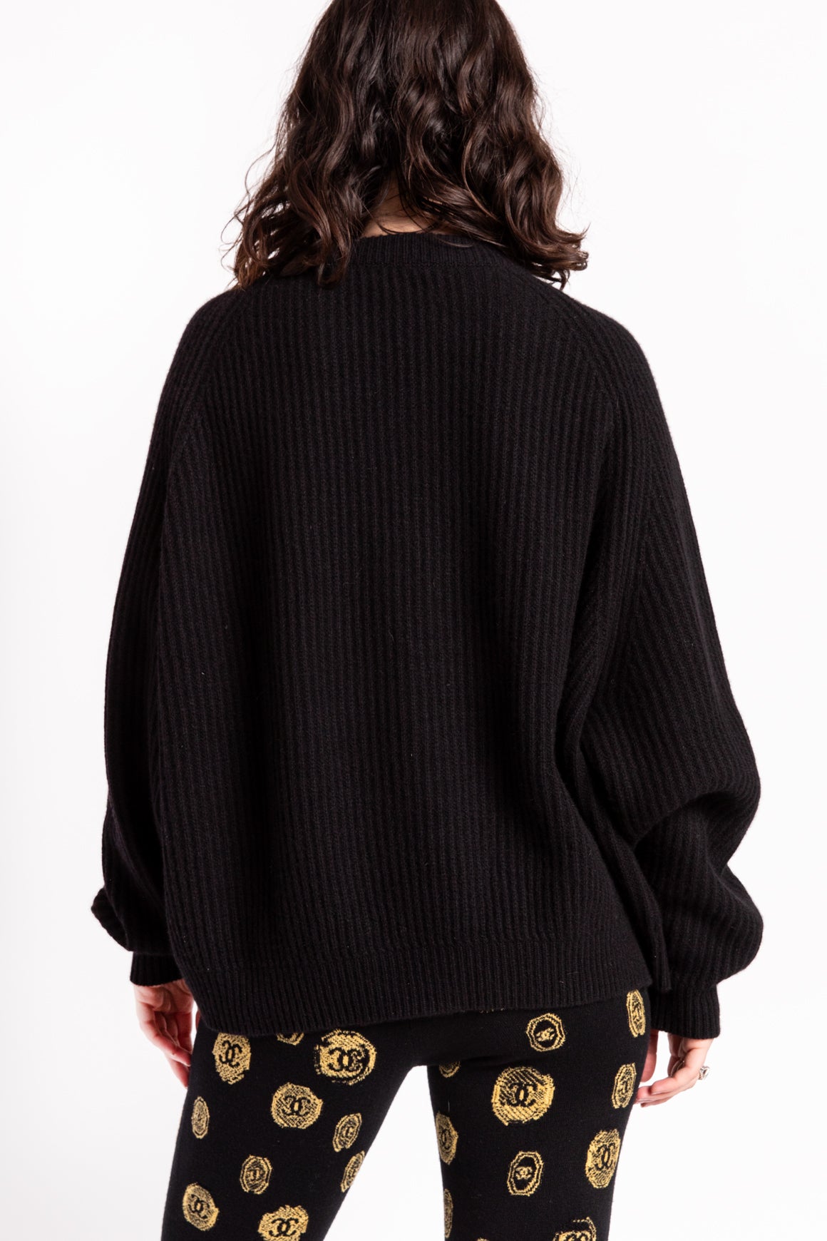 DUSAN Black Ribbed Oversized Cashmere Sweater