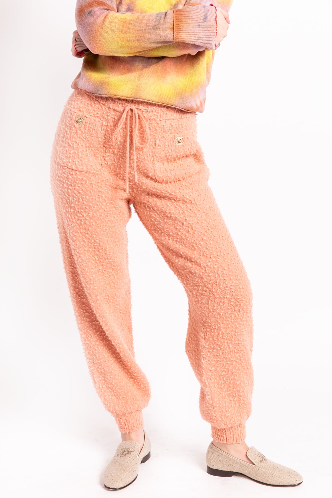 CHANEL Pink Knit Sweatpants