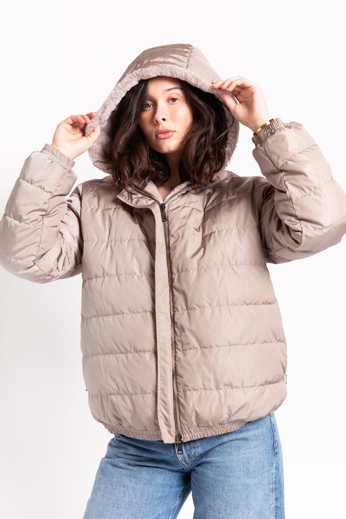 MONCLER Grey Reversible Puffer Jacket