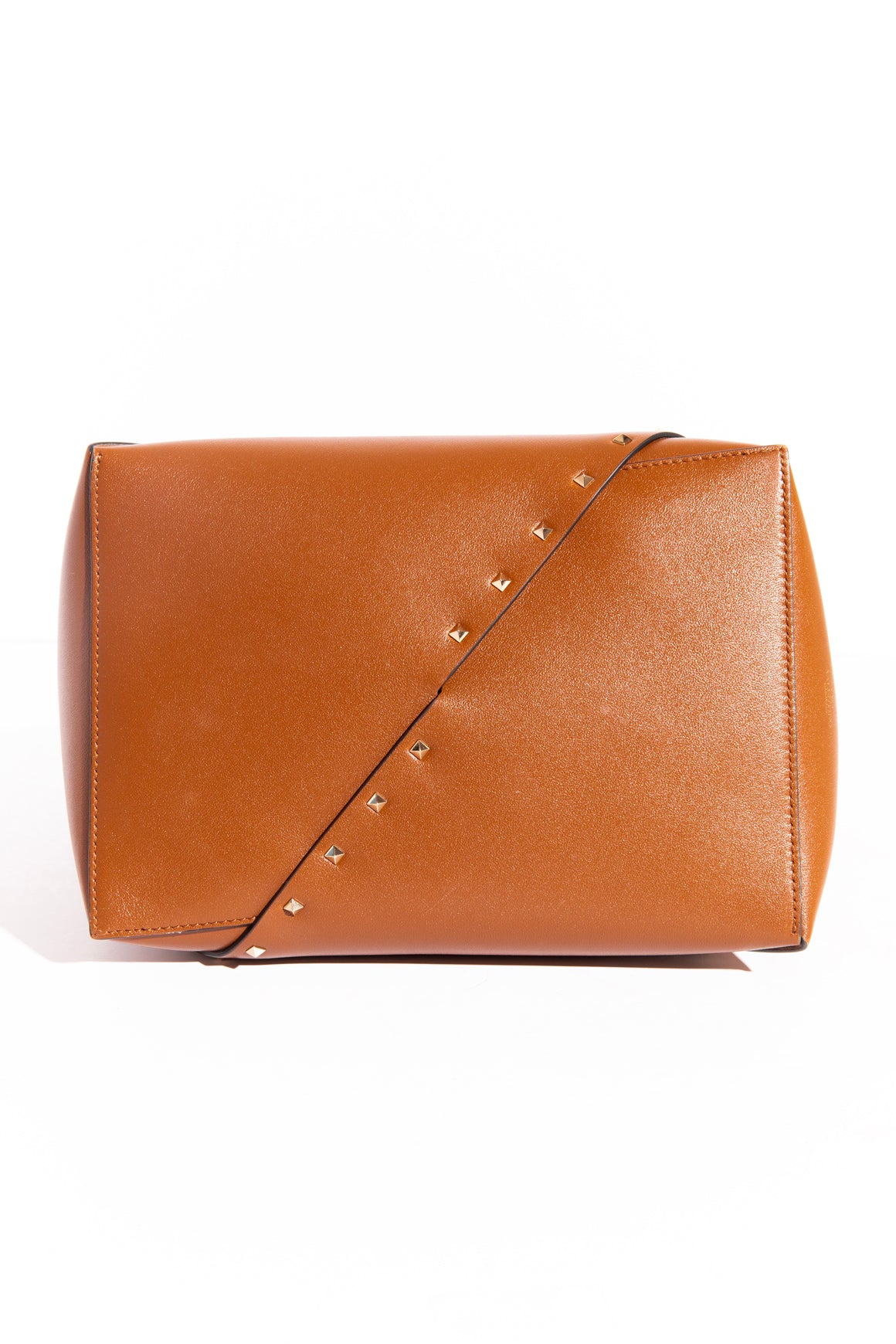 VALENTINO Brown 'Wisp' Leather Rockstud Tote