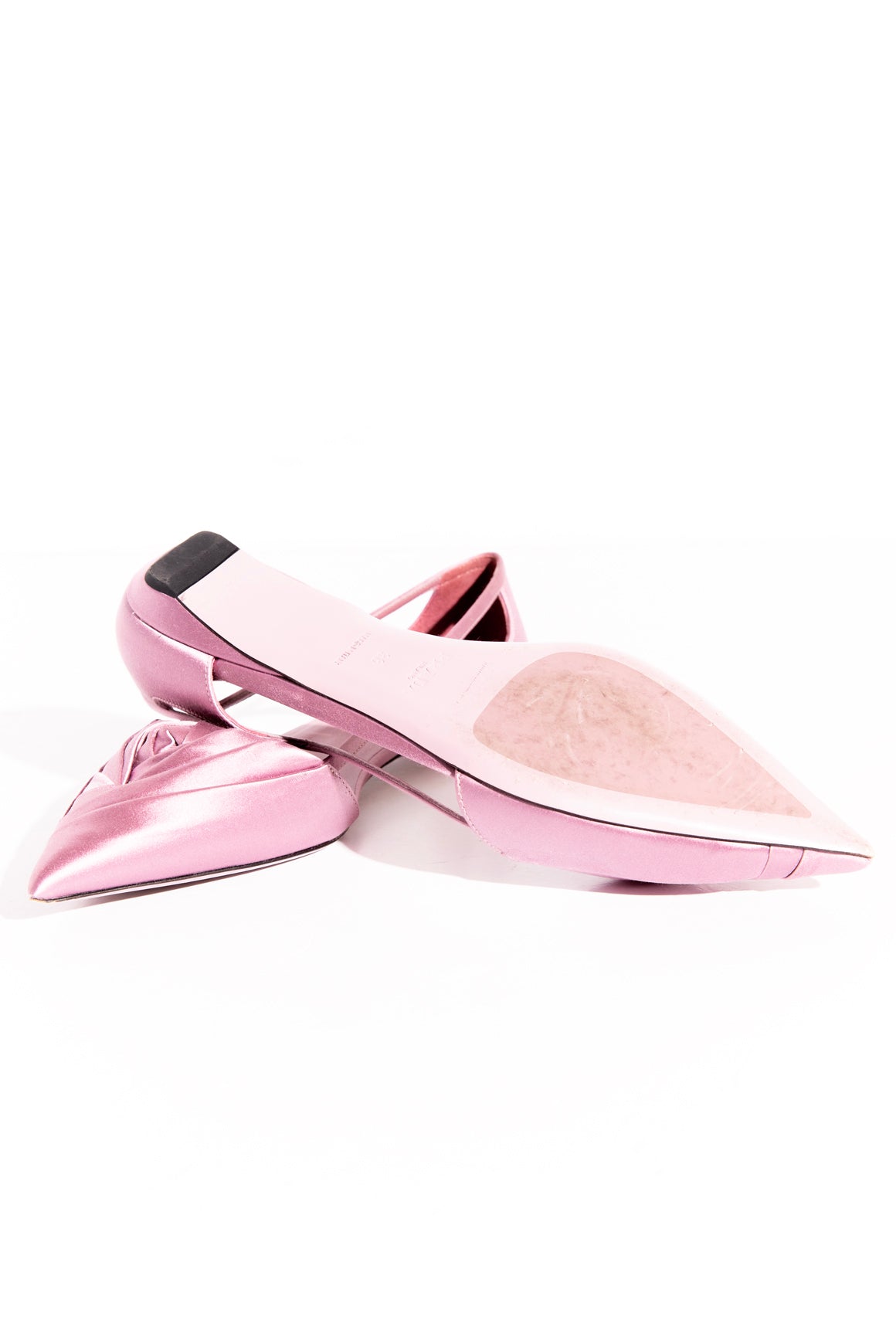 PRADA Lilac Satin Cutout Gathered Flats (Sz.38)