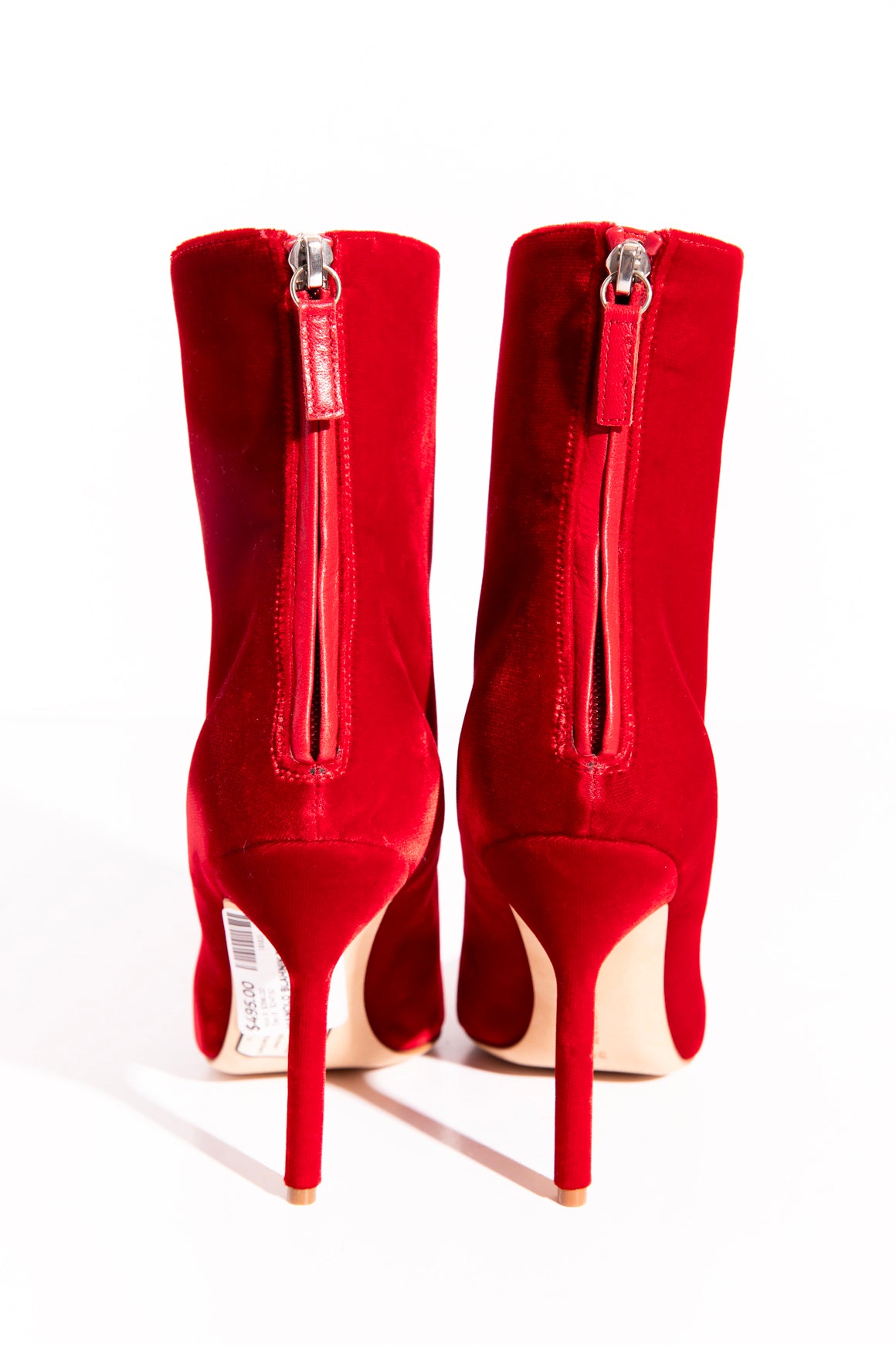 MANOLO BLAHNIK Red Velvet Stiletto Booties (Sz.36)